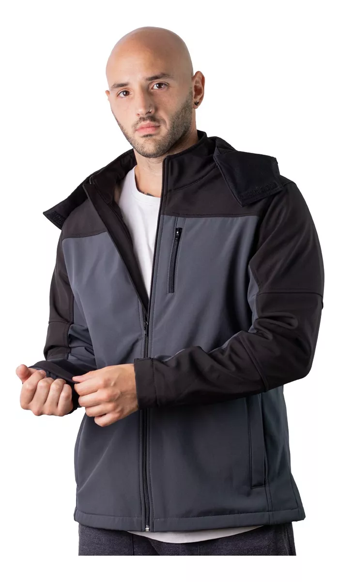 Campera Neoprene Azul Combinada Softshell Impermeable Polar
