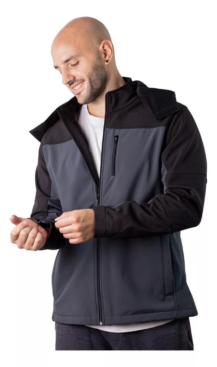 Campera Neoprene Azul Combinada Softshell Impermeable Polar