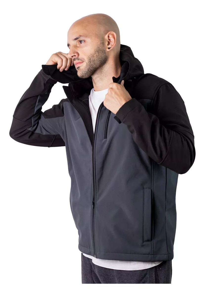 Campera Neoprene Azul Combinada Softshell Impermeable Polar