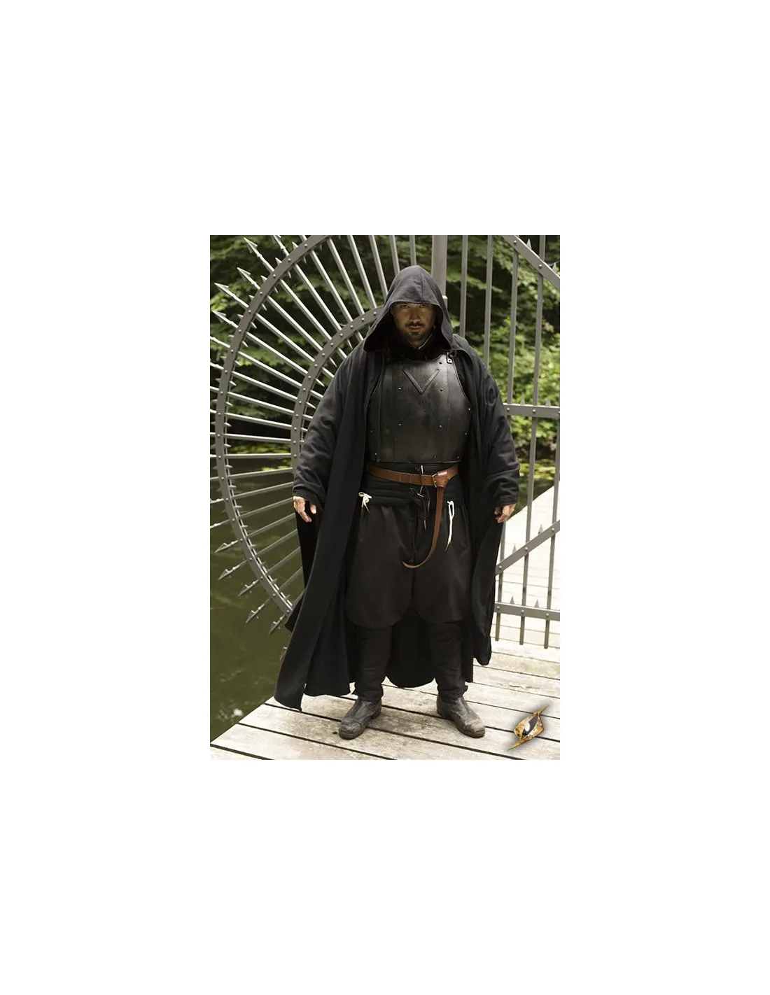 Capa medieval Godfrey negra en lana
