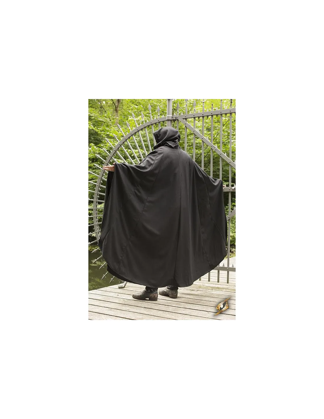 Capa medieval Godfrey negra en lana