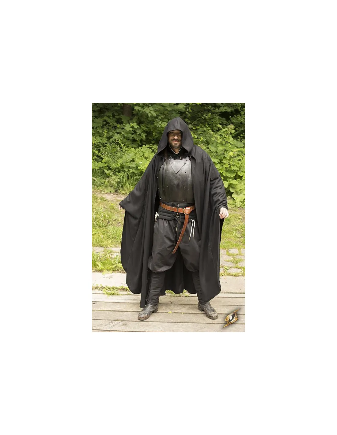 Capa medieval Godfrey negra en lana