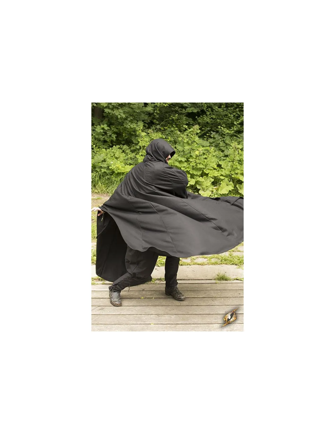 Capa medieval Godfrey negra en lana