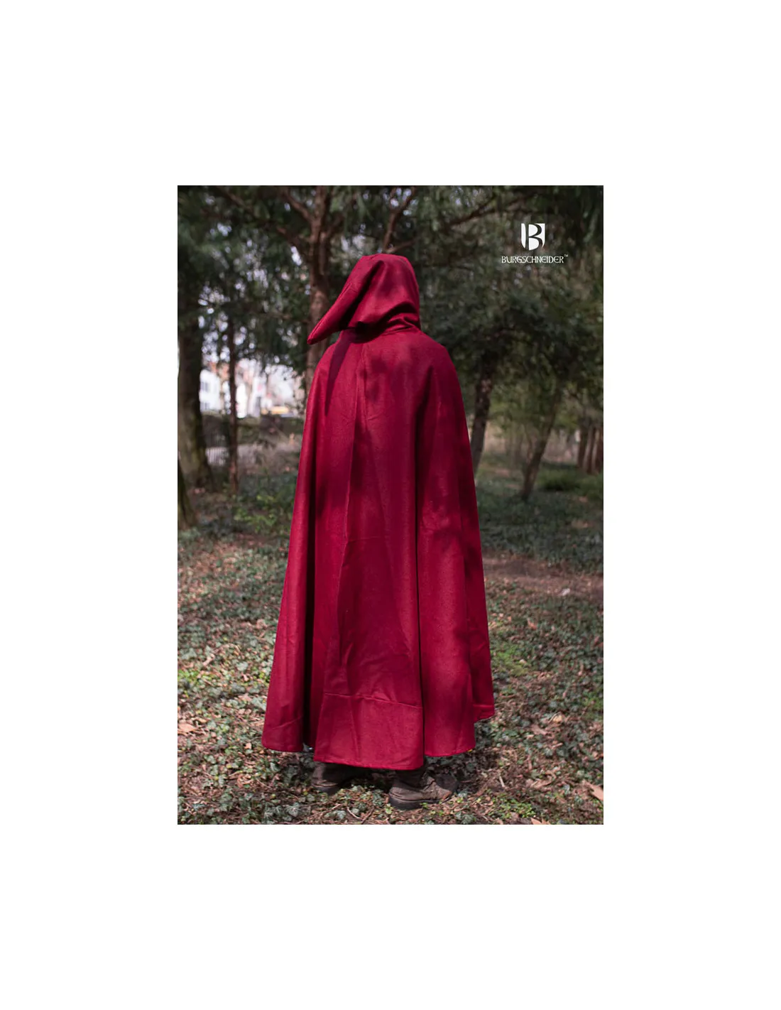 Capa medieval lana Hibernus, color rojo