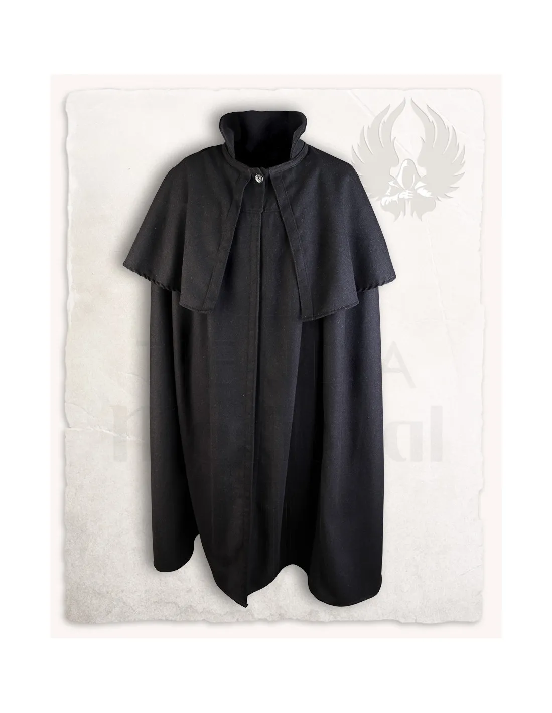 Capa medieval lana modelo Bron, negro