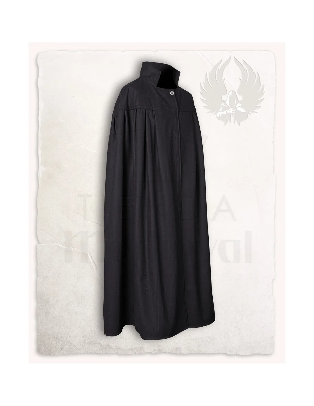 Capa medieval lana modelo Bron, negro