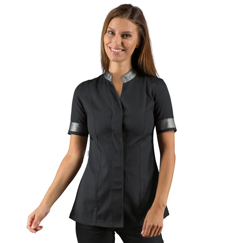 CASACA HIBISCUS NEGRA CON DETALLE PLATEADO ISACCO  OUTLET TALLA S