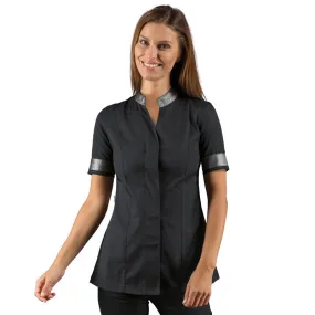 Casaca Hibiscus negra con detalle plateado Isacco - Outlet Talla S