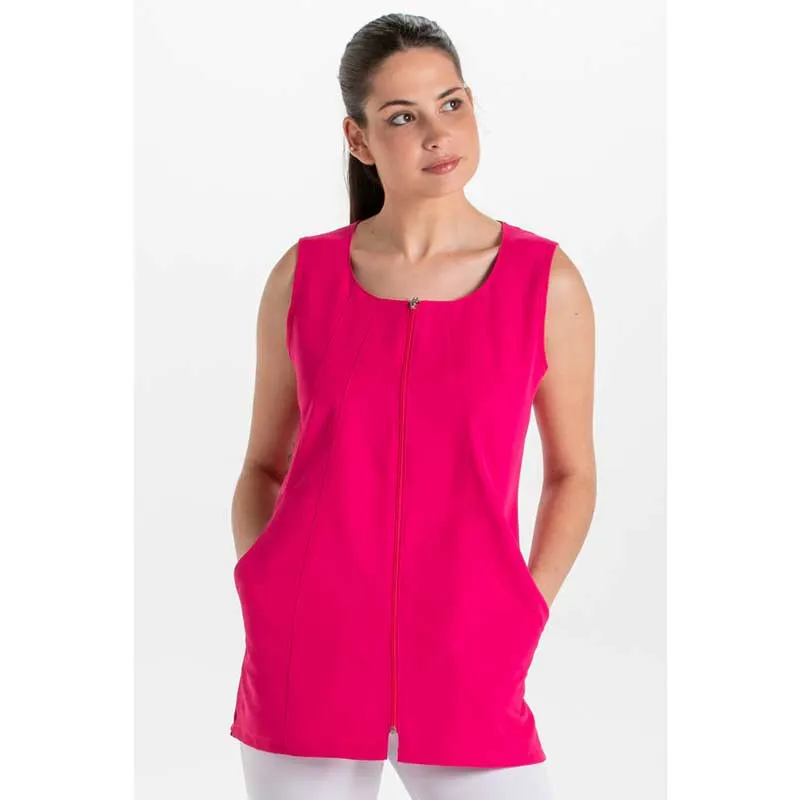 CASACA SIN MANGAS FUCSIA DE MICROFIBRA CURVAS  DYNEKE