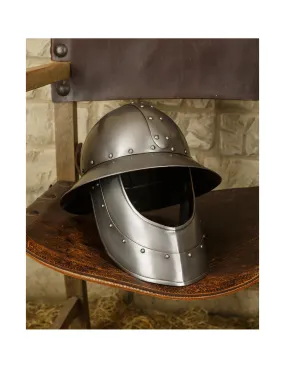 Casco medieval tipo Kettle con visera