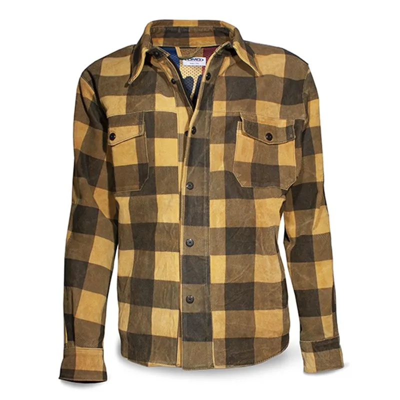 CHAQUETA SHIRT CHECK YELLOW LEATHER MANDMD