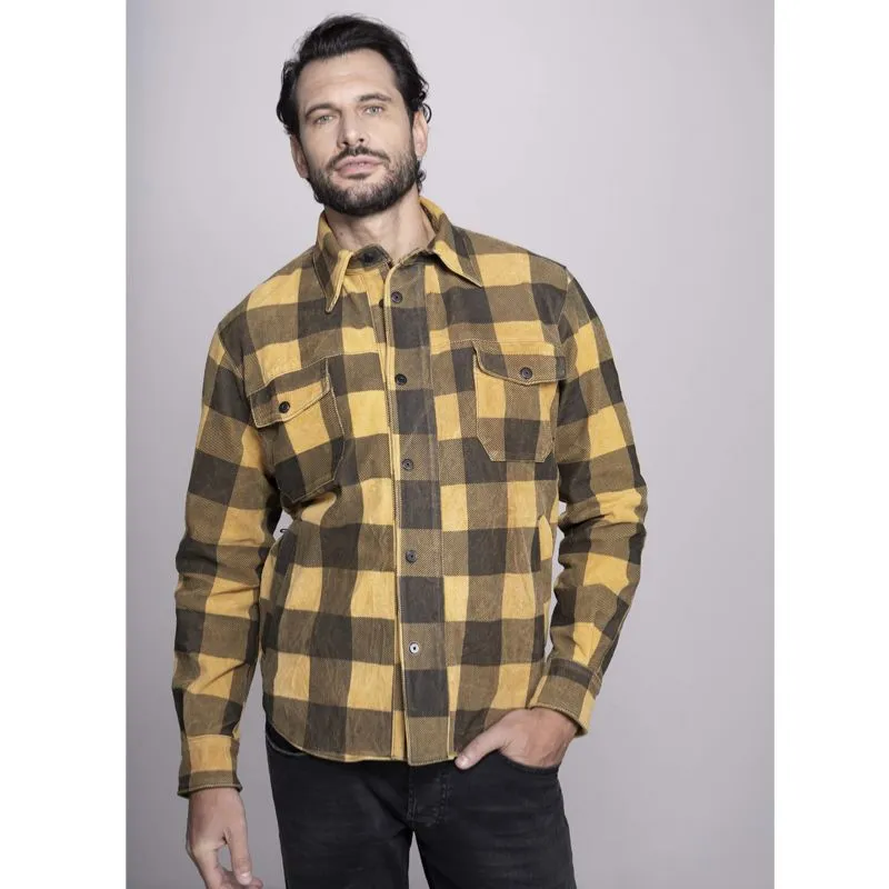 CHAQUETA SHIRT CHECK YELLOW LEATHER MANDMD
