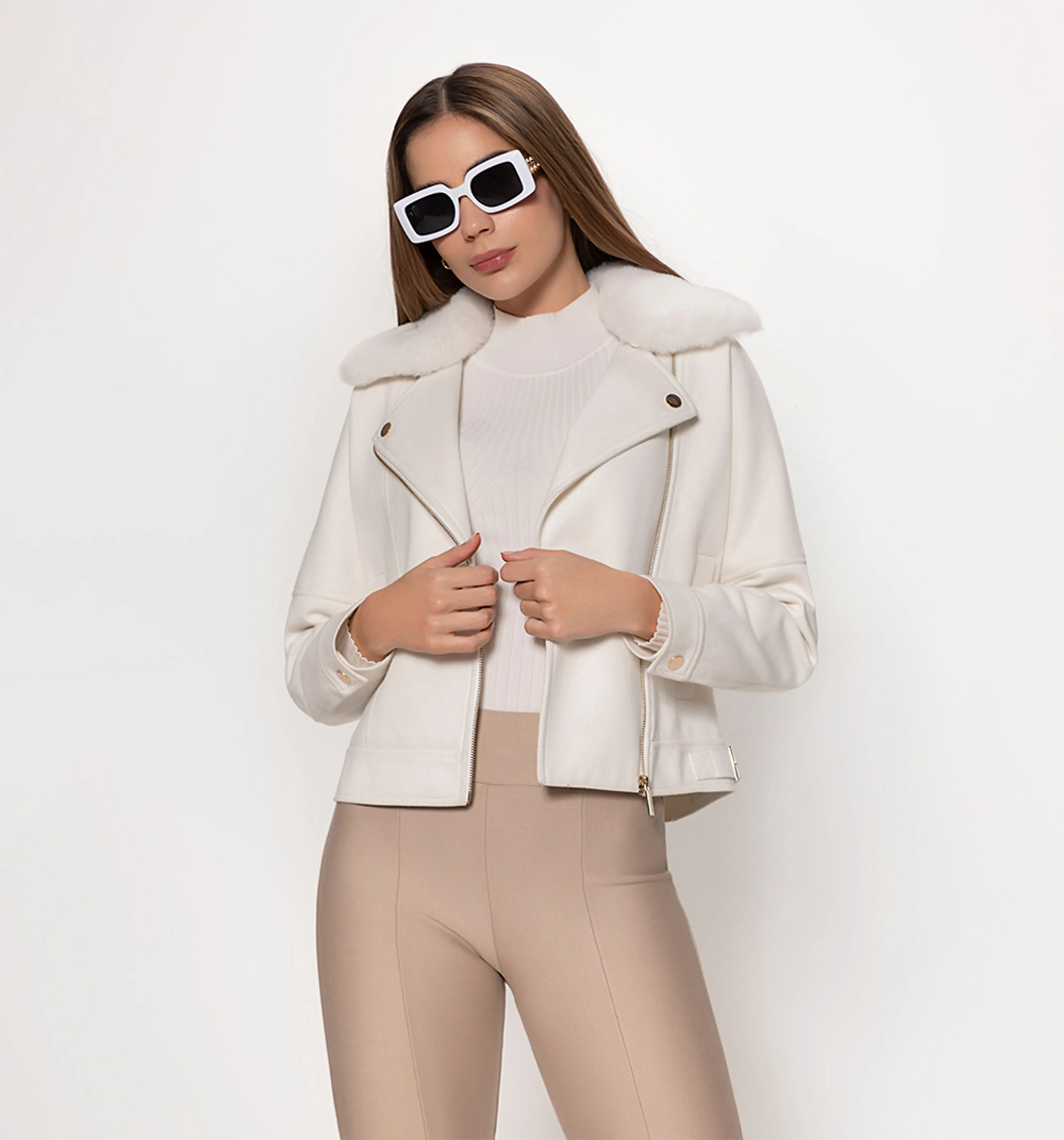 Chaqueta tipo biker con pelo