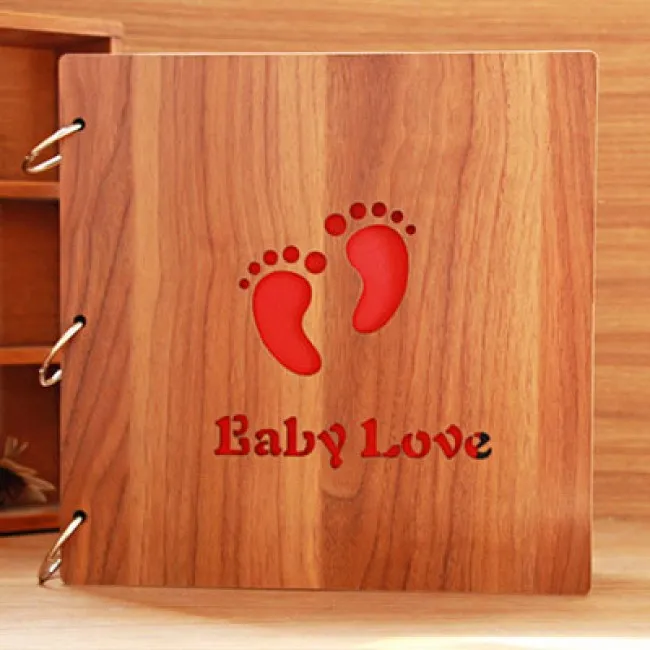 Christmas Present 12 inch Wood Manually Paste Photo Album