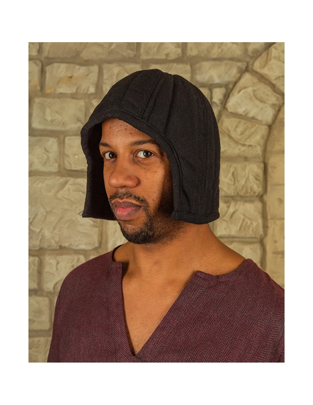 COFIA MEDIEVAL ACOLCHADA PROTECTORA ARTHUR  NEGRA
