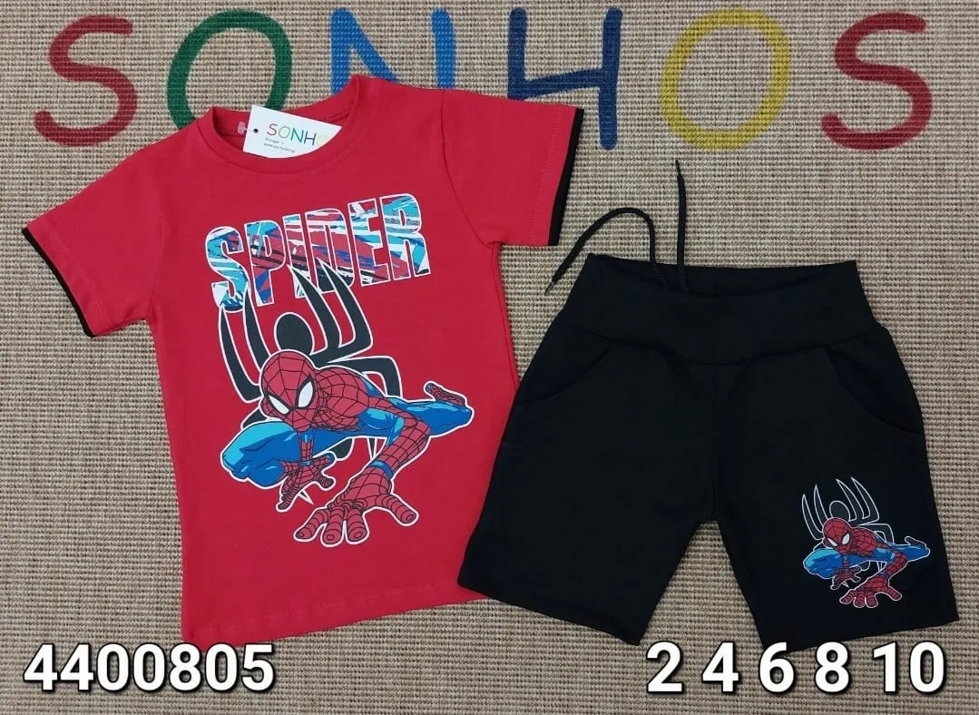 Conjunto Corto Algodón Spiderman Niño