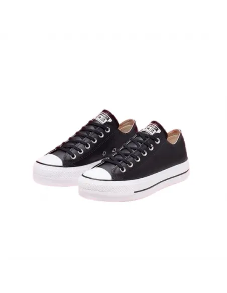 Converse All Star Cuero Plataforma Bajas Negras