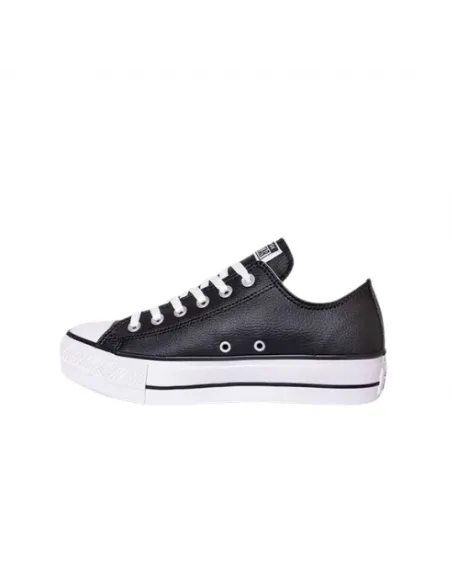 Converse All Star Cuero Plataforma Bajas Negras