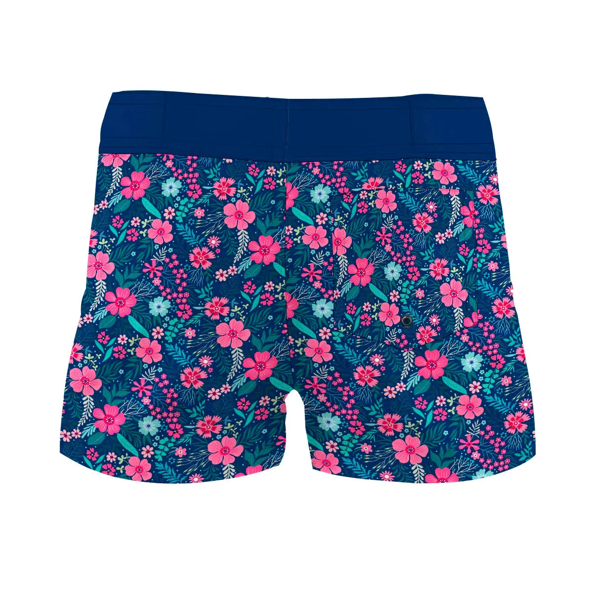 Dark Blue Spring Flowers Women Board Shorts