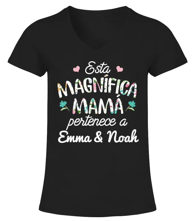 Esta magnífica mamá pertenece a Emma & Noah Camiseta cuello pico Mujer