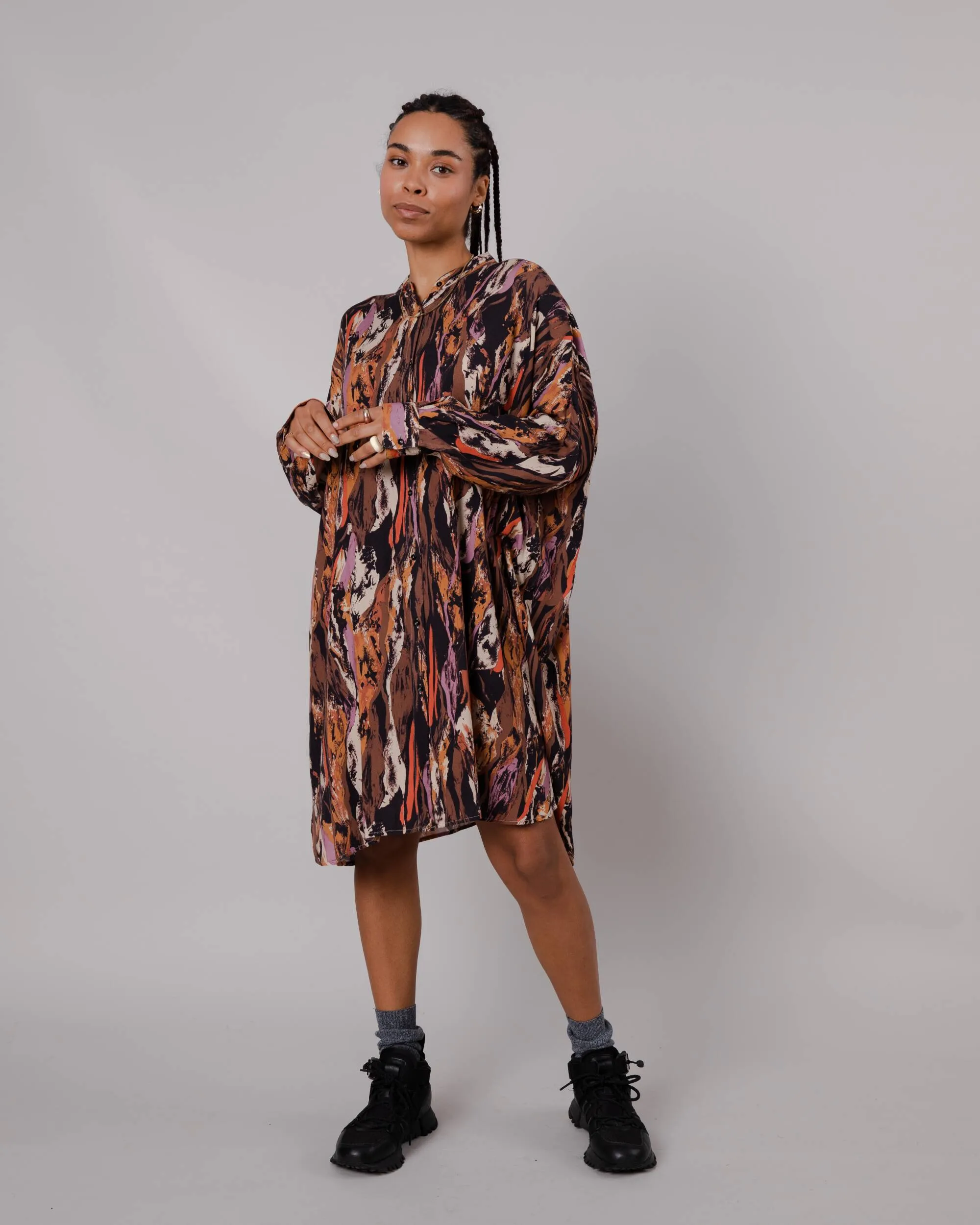 Etna Oversize Mao Dress Brown