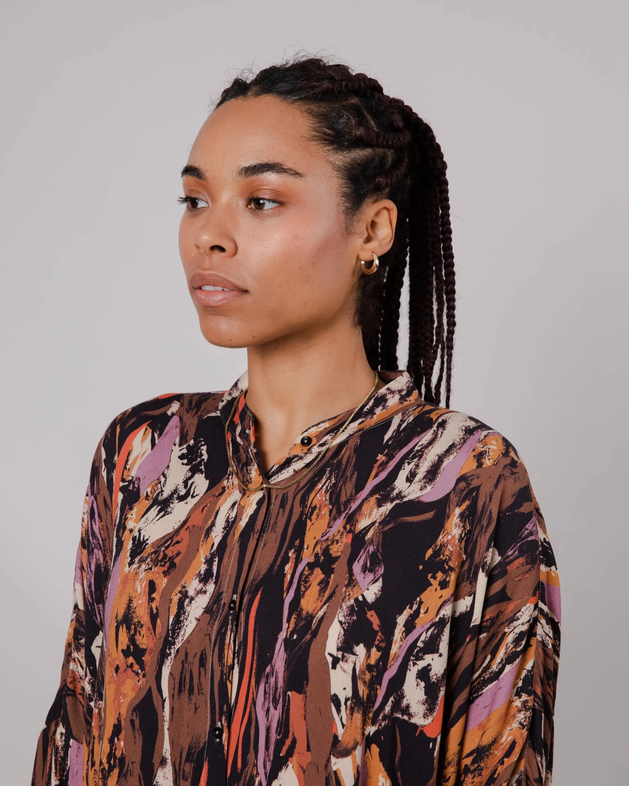 Etna Oversize Mao Dress Brown