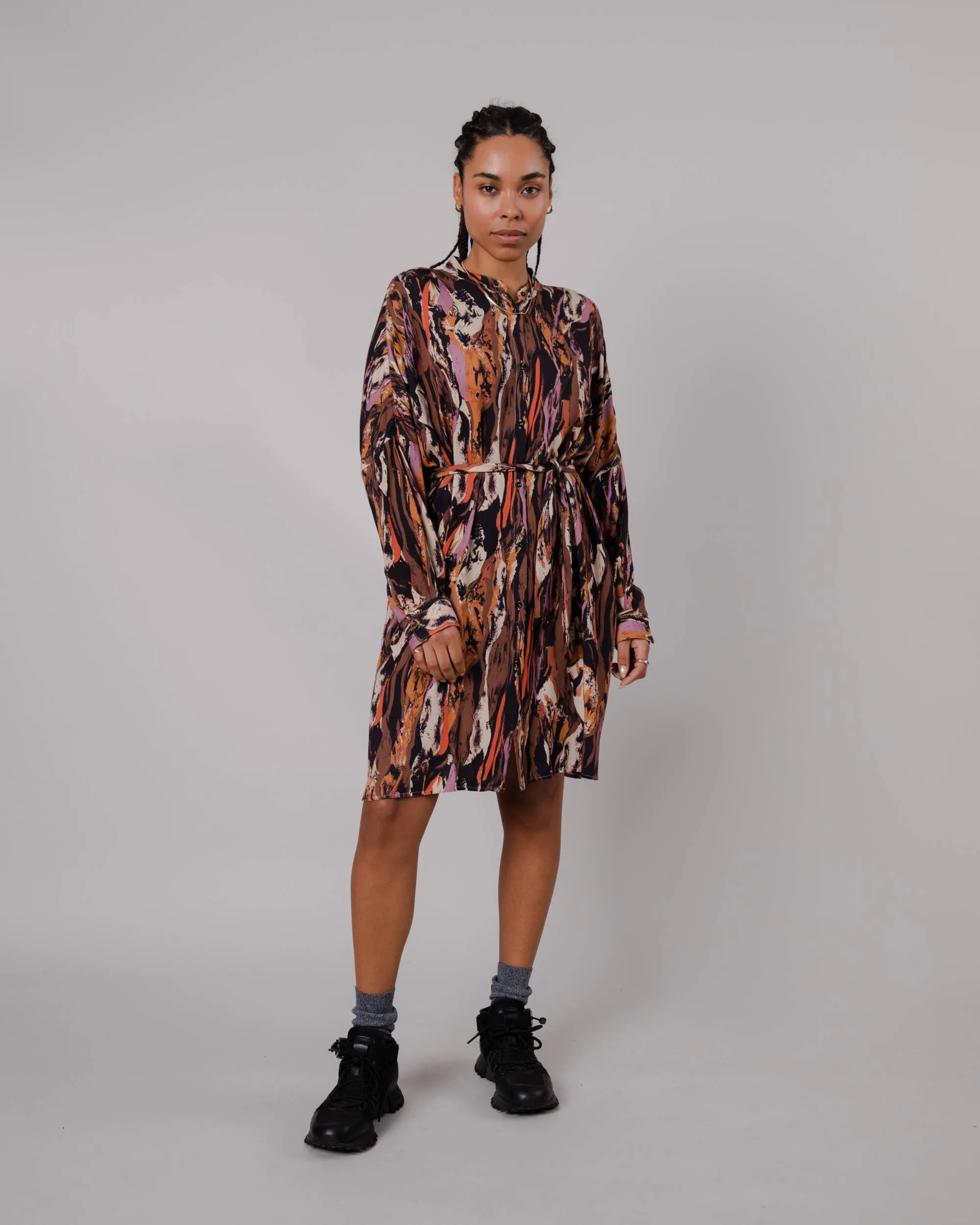 Etna Oversize Mao Dress Brown