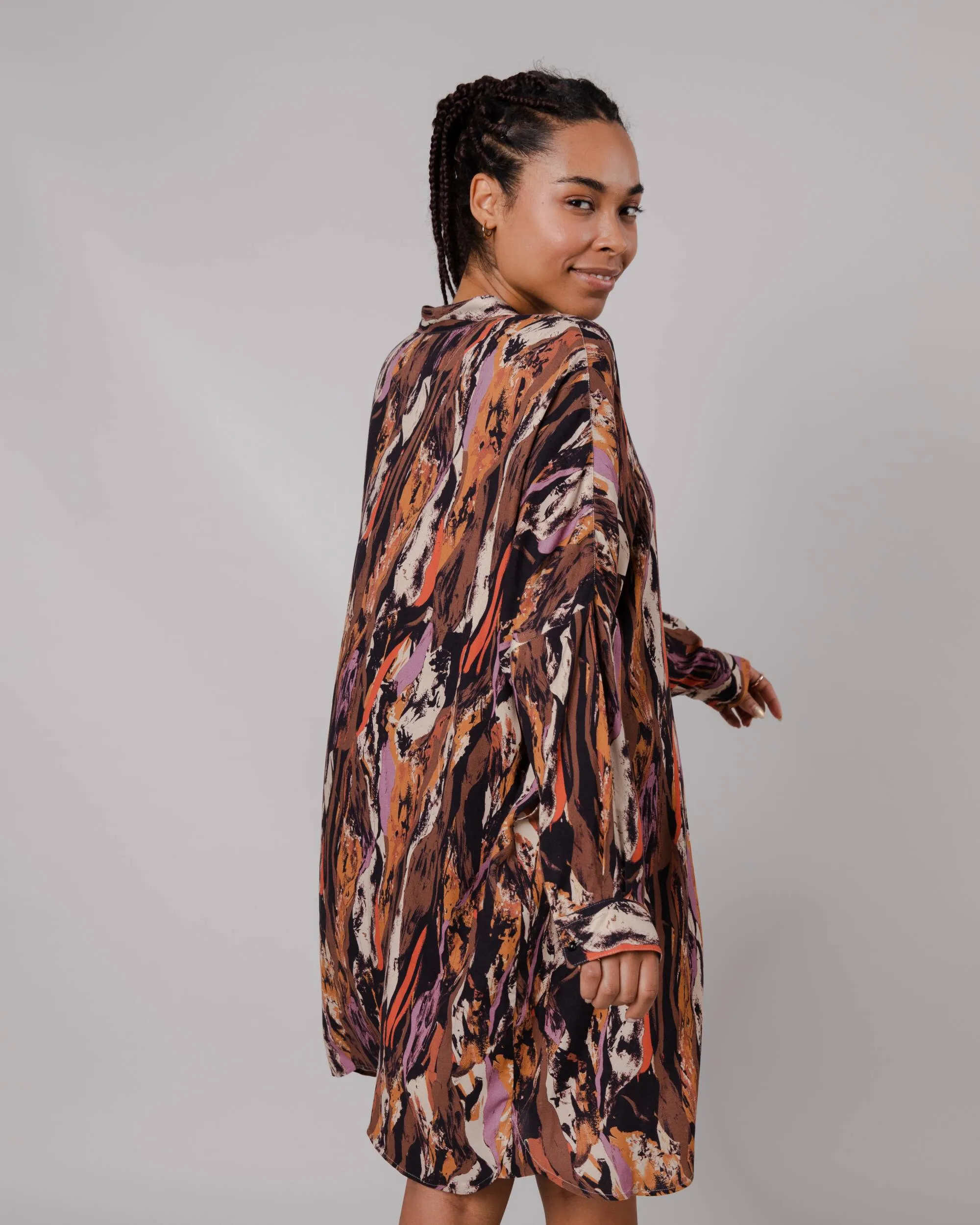 Etna Oversize Mao Dress Brown