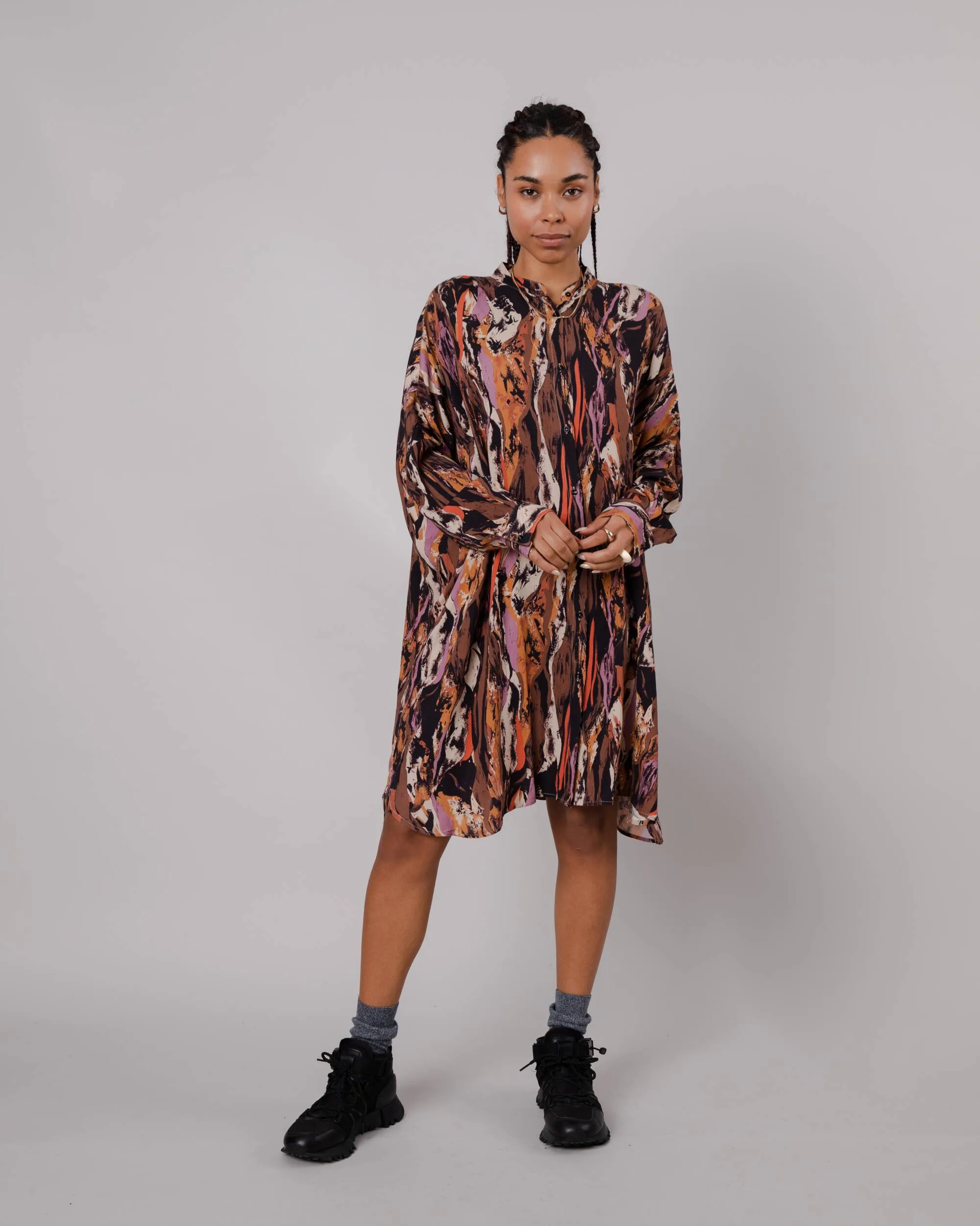 Etna Oversize Mao Dress Brown