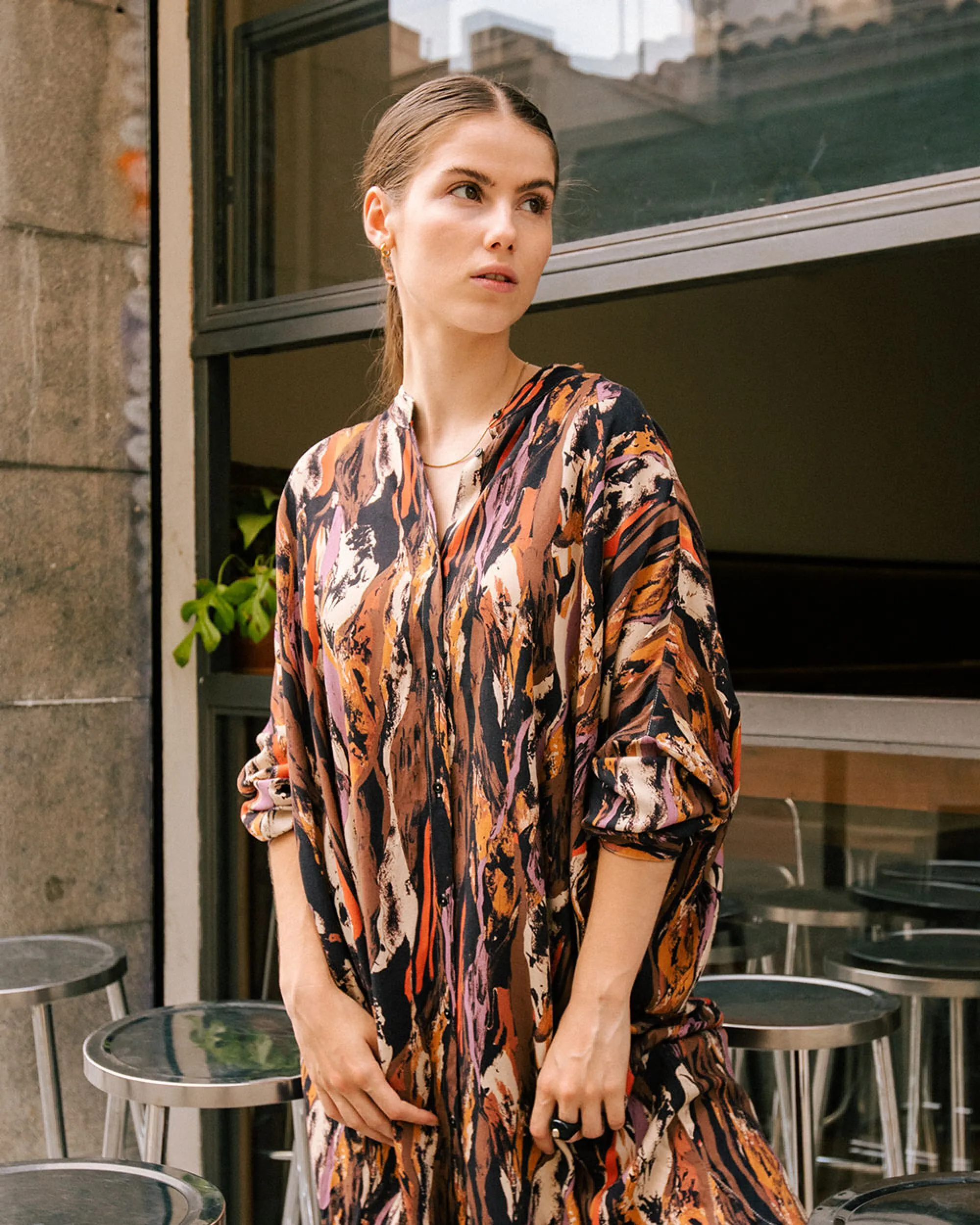 Etna Oversize Mao Dress Brown