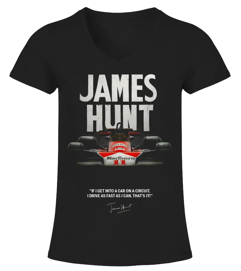 F1DR71019BK.JAMES HUNT 7 CAMISETA CUELLO PICO MUJER