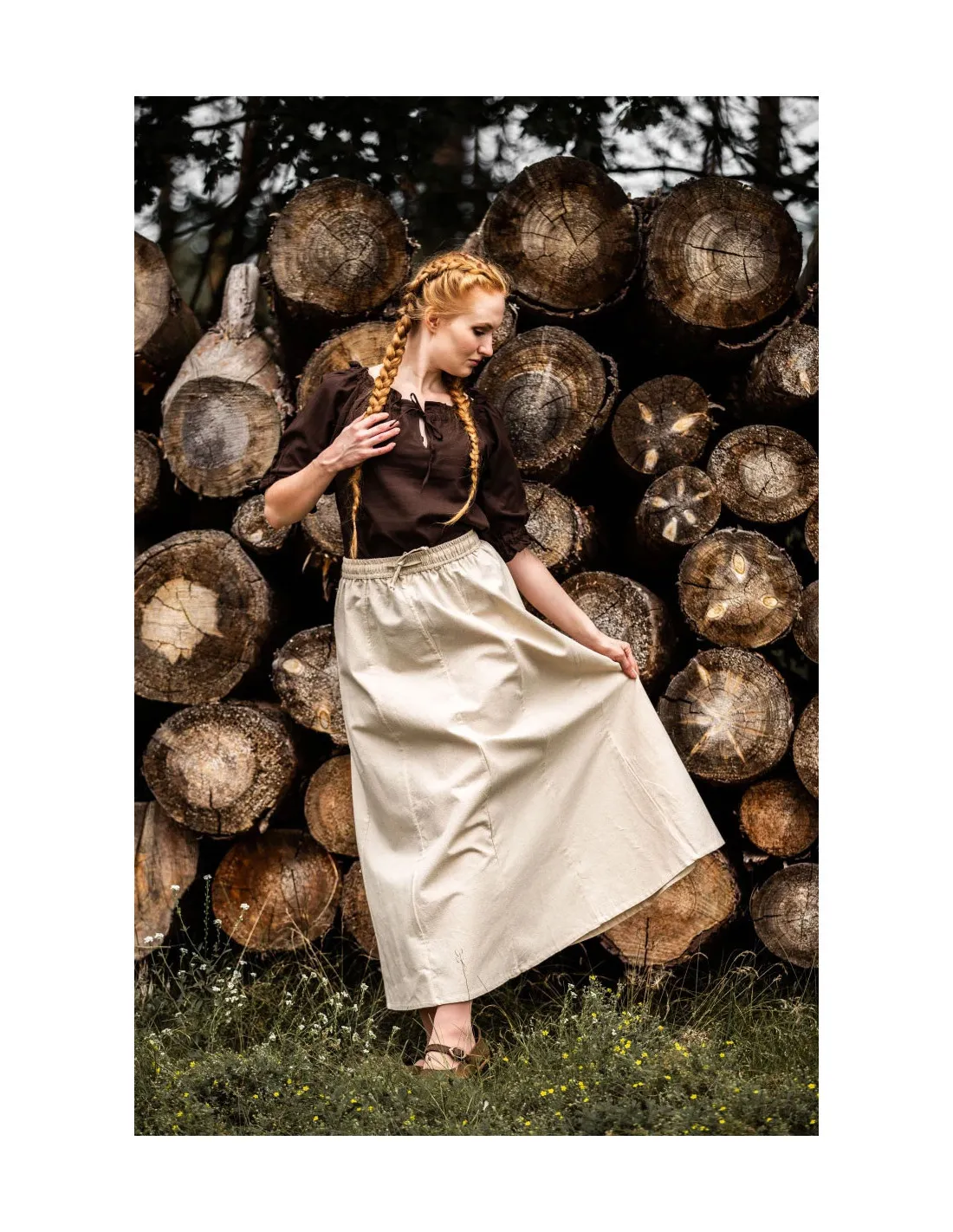 Falda medieval mujer Smilla, blanco natural