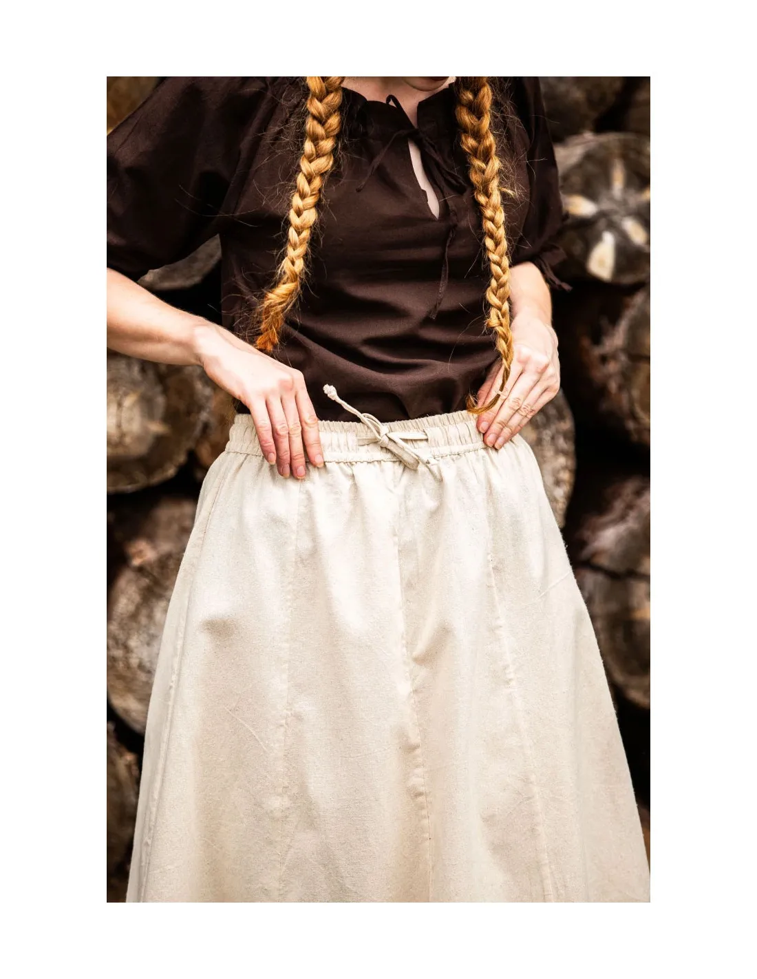 Falda medieval mujer Smilla, blanco natural