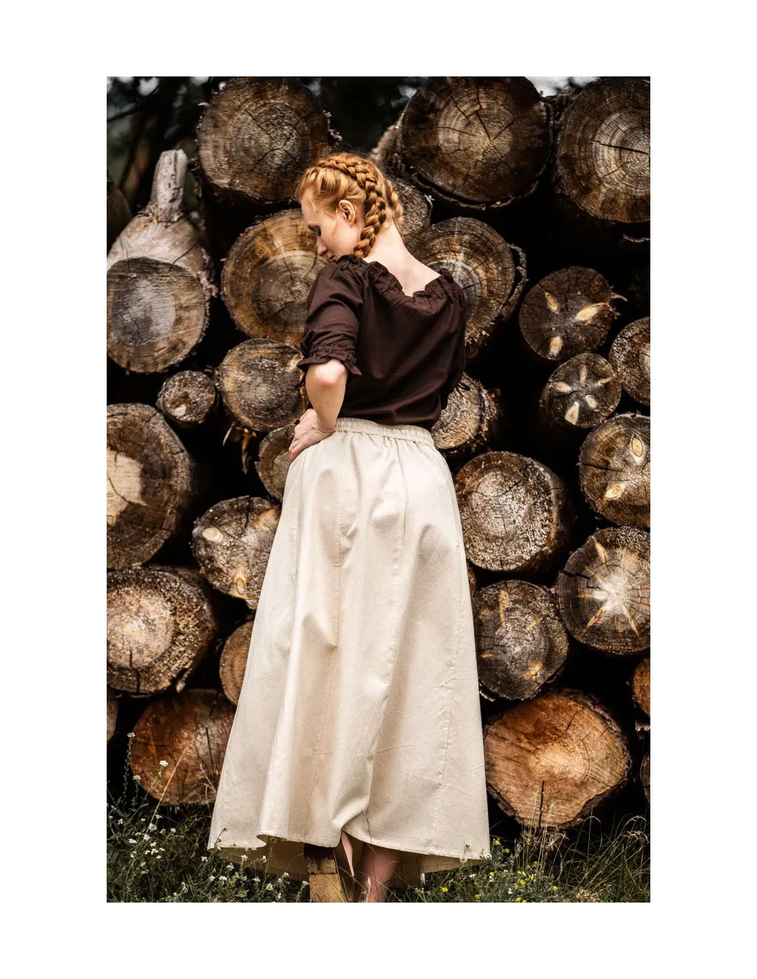 Falda medieval mujer Smilla, blanco natural