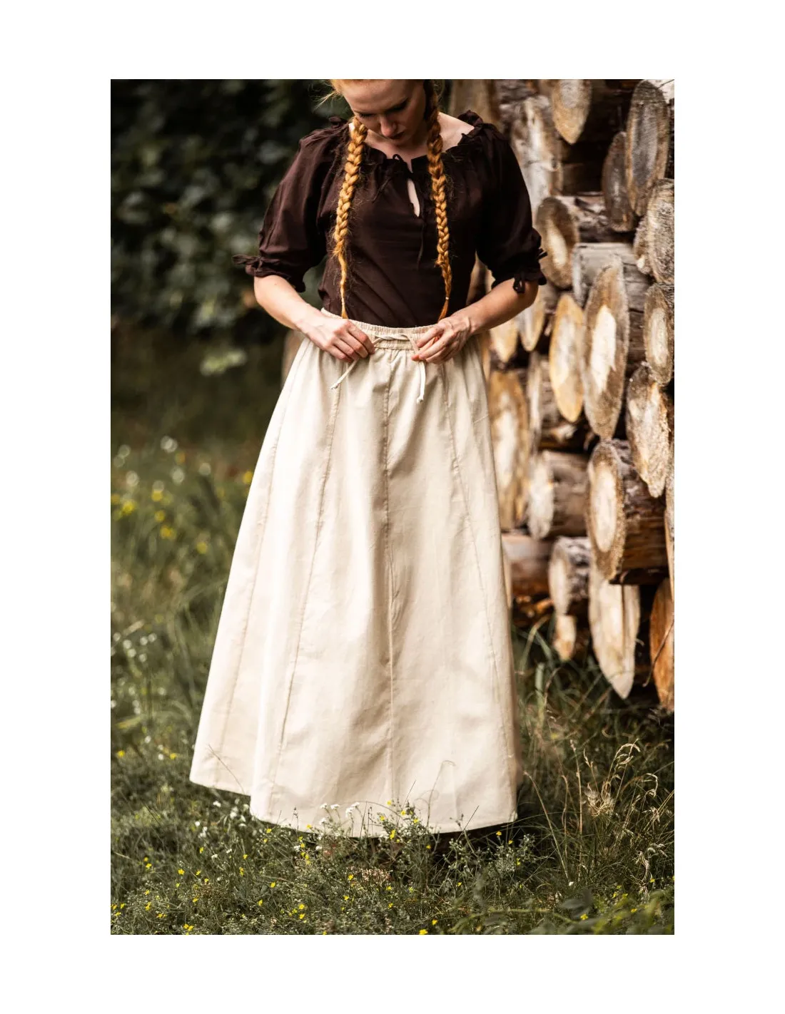 Falda medieval mujer Smilla, blanco natural