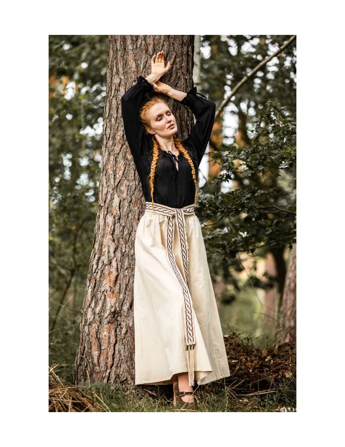 Falda medieval mujer Smilla, blanco natural