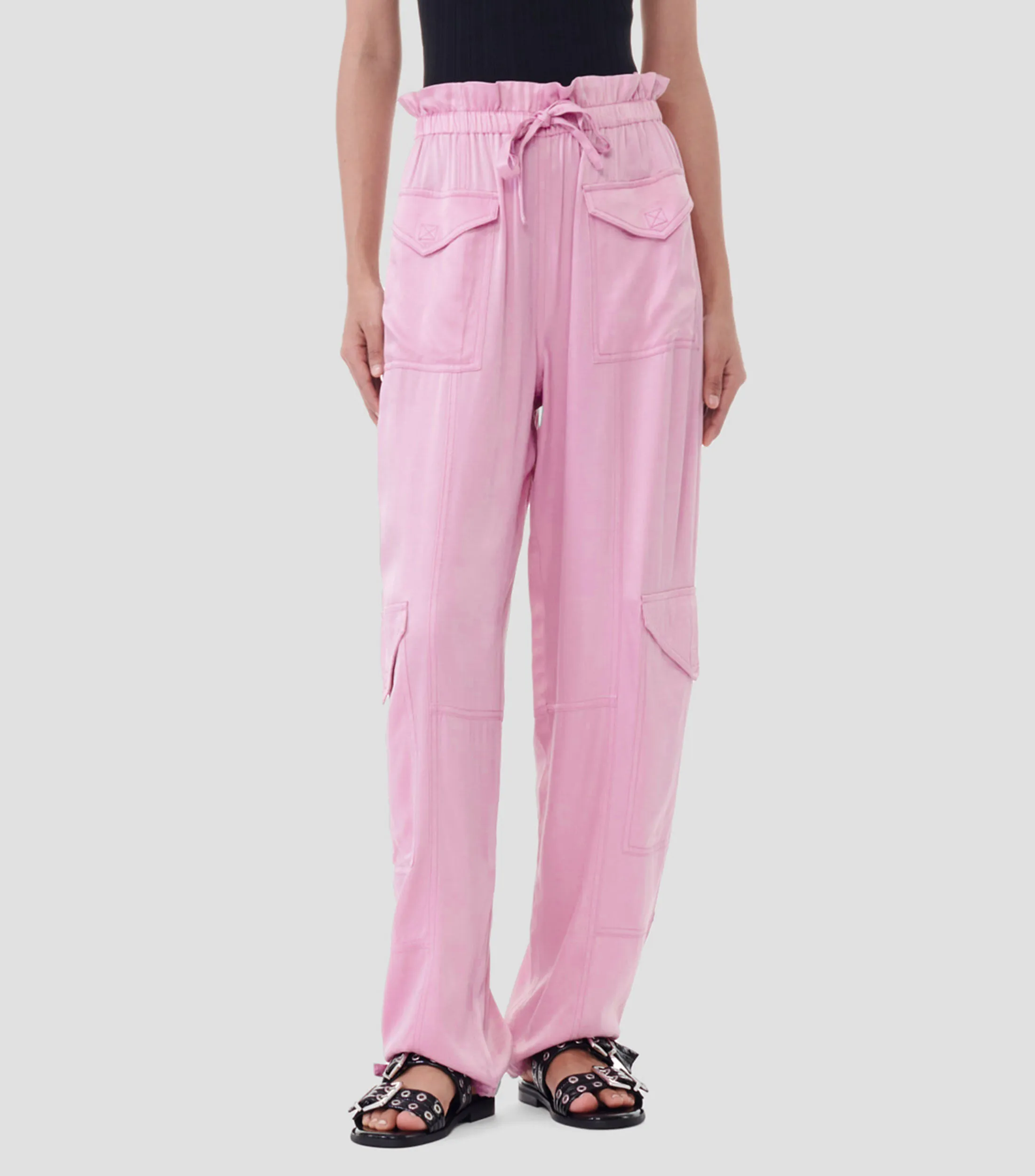 Ganni Pantalón de satén Mujer