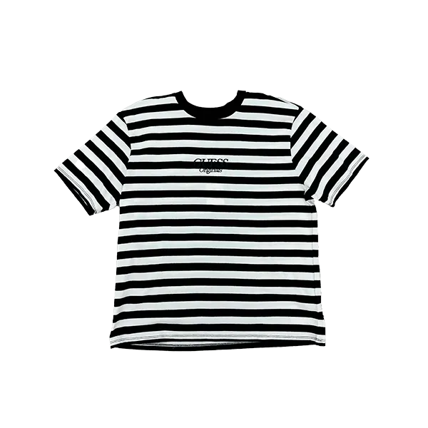 GUESS ORIGINALS GO SIMPLE STRIPE TEE   JET BLACK MULTI