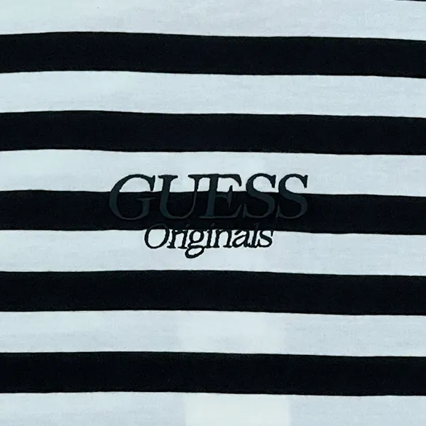 GUESS ORIGINALS GO SIMPLE STRIPE TEE   JET BLACK MULTI