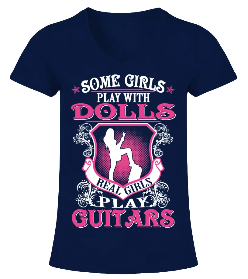 Guitar Tshirt Acoustic Electric Guitar Classical Guitar Camiseta cuello pico Mujer