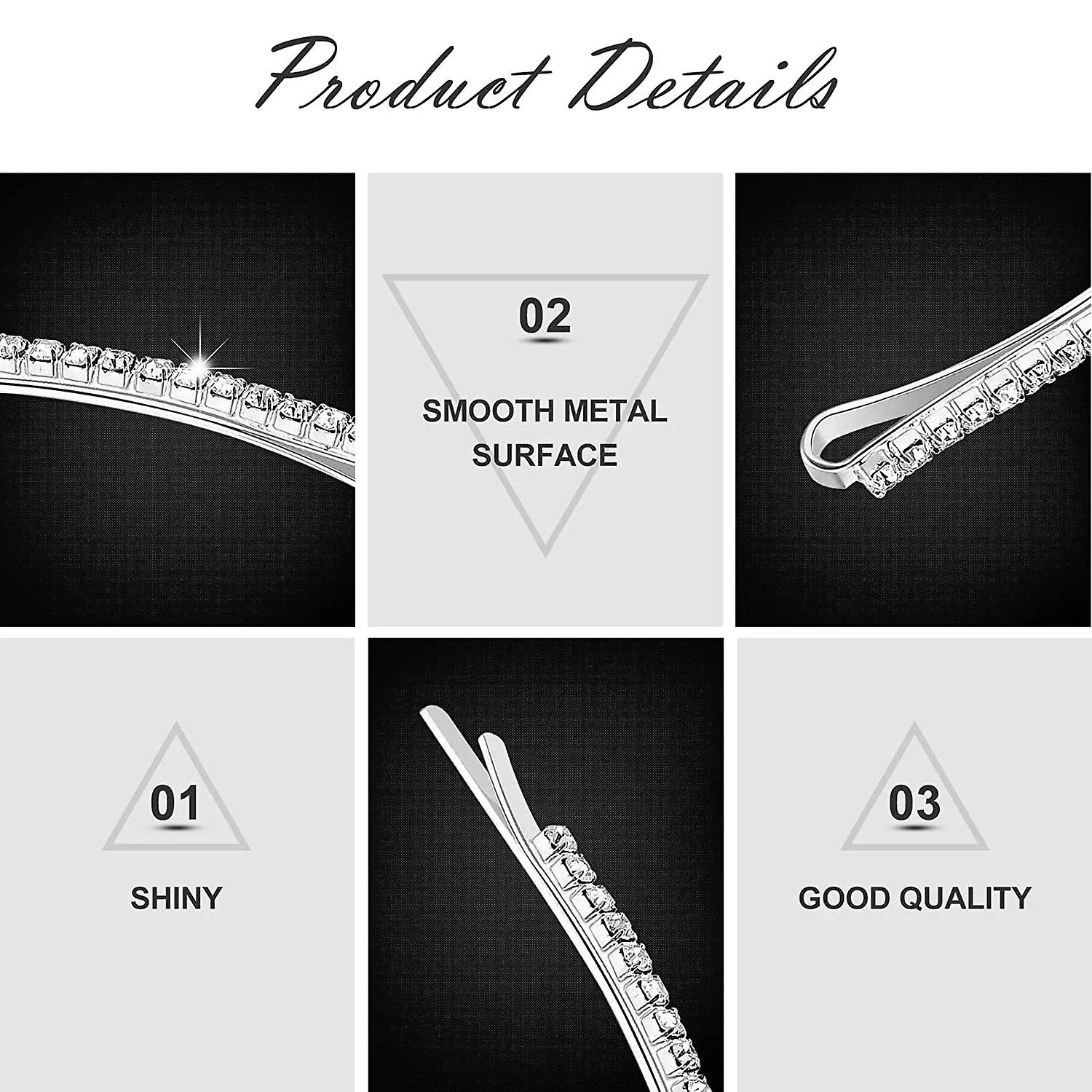 Hanyousheng Kristall Haarnadeln, 15pcs Glnzende Haarspangen, Strass Bobby Pin, Metall Haarschmuck Fr Mdchen Damen Party Hochzeit