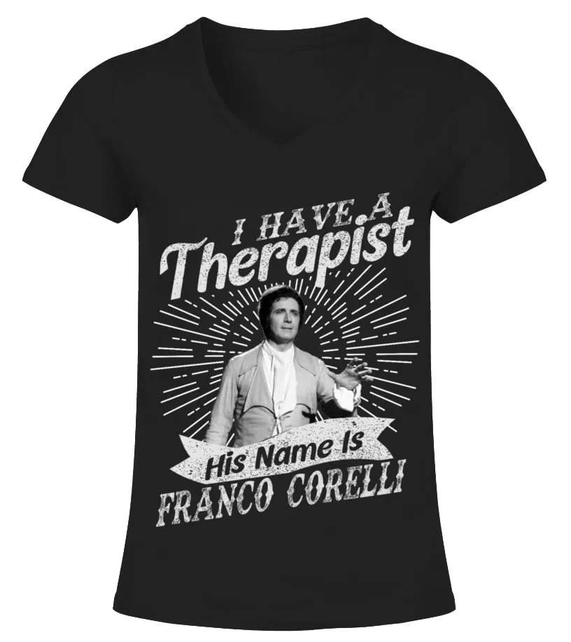 HIS NAME IS FRANCO CORELLI Camiseta cuello pico Mujer