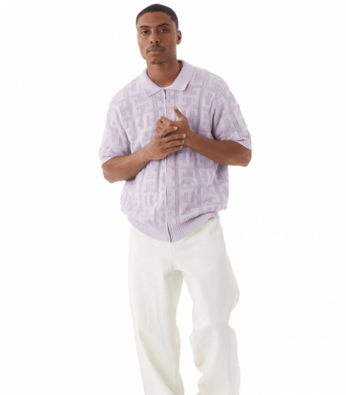 HUF  POLO PARA HOMBRE LAVANDA  MONOGRAM JAQUARD ZIP