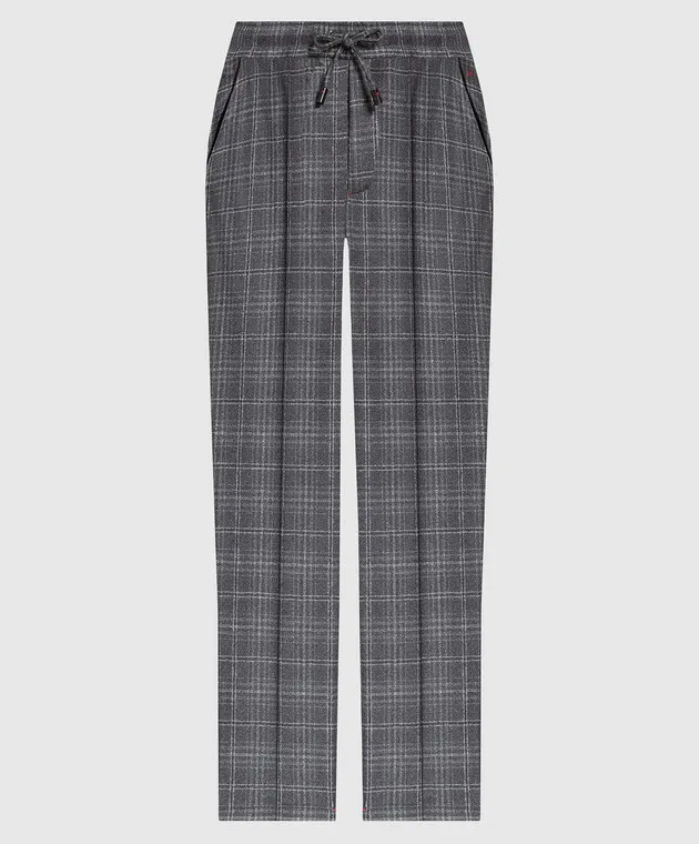 ISAIA Gray checkered wool pants