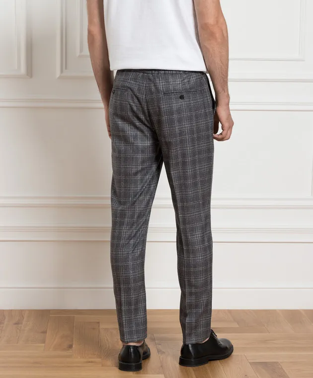 ISAIA Gray checkered wool pants