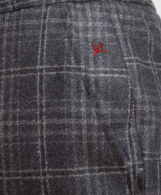 ISAIA Gray checkered wool pants