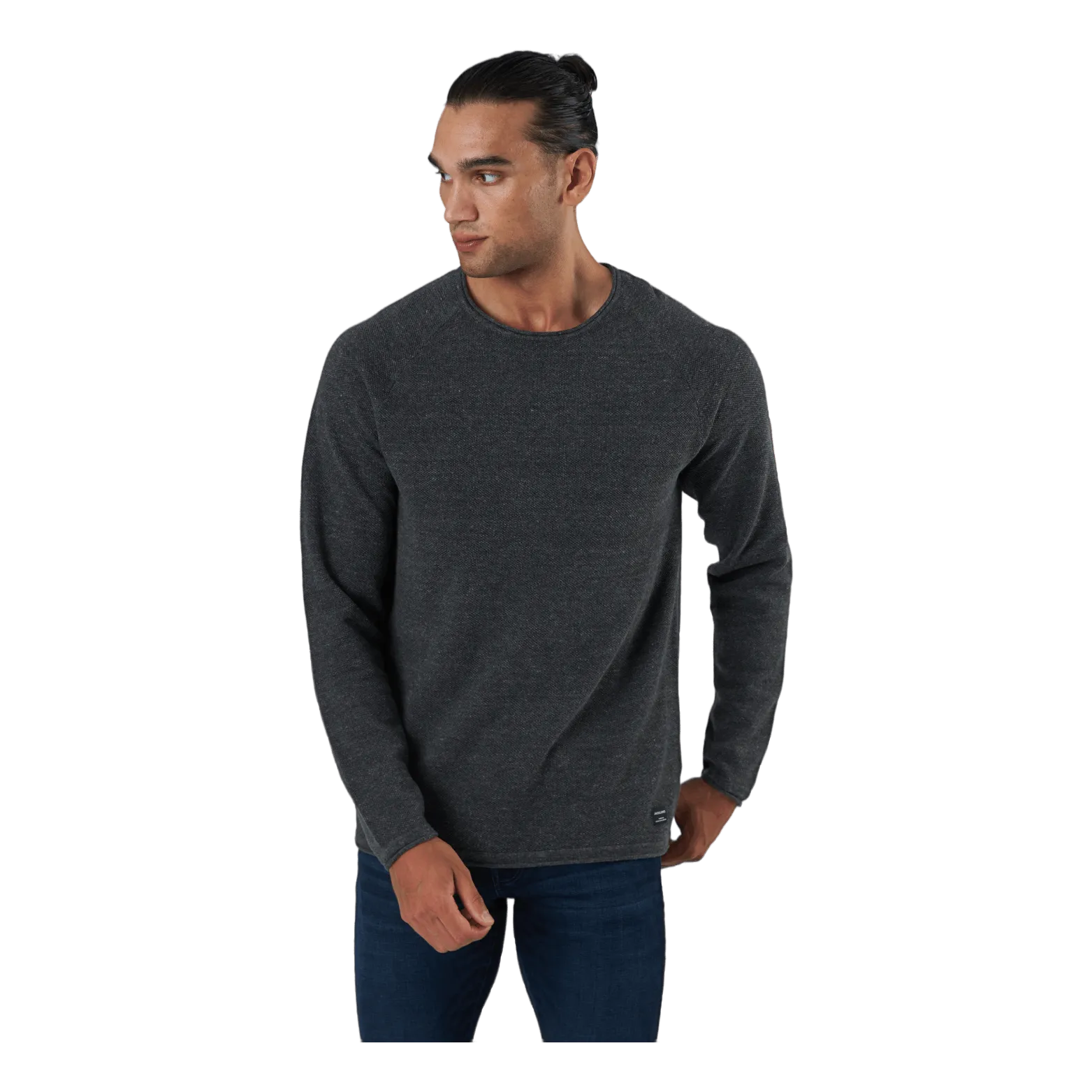 Jack & Jones Jjehill Knit Crew Neck Dark Grey Melange