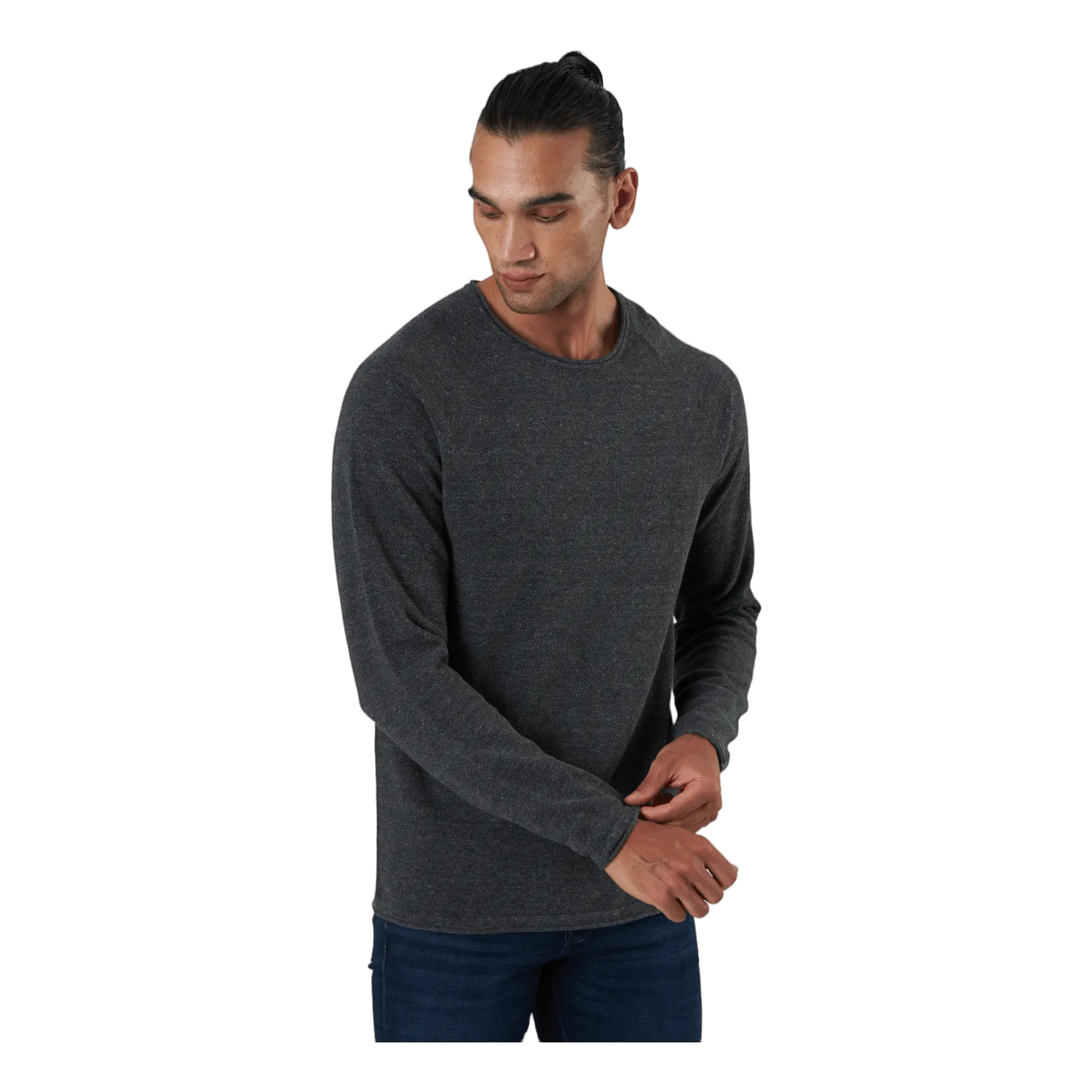 Jack & Jones Jjehill Knit Crew Neck Dark Grey Melange