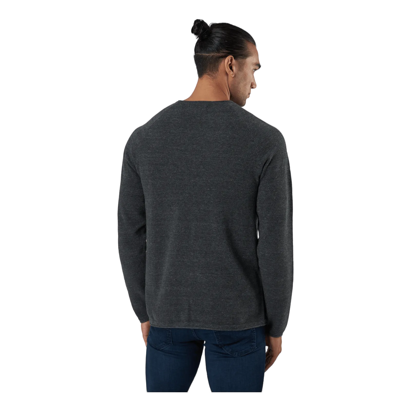 Jack & Jones Jjehill Knit Crew Neck Dark Grey Melange