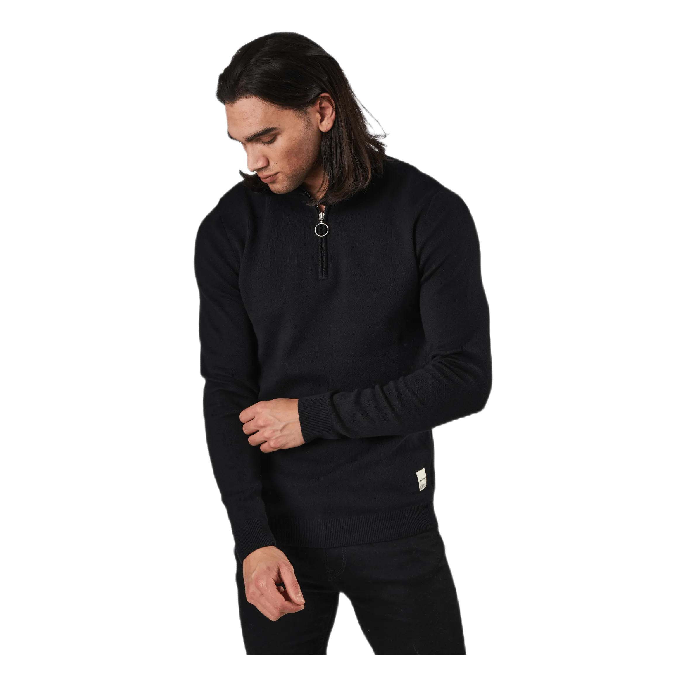 Jack & Jones Roy Knit High Neck Zip Black